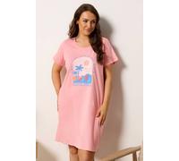 Yours Women's Printed Dipped Back Nightdress in Light Pink | Size: 26/28
