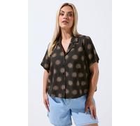Yours Women's Printed Linen Boxy Shirt in Chocolate | Size: 16 Yours Chocolate 16