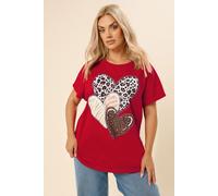 Yours Women's Printed Short Sleeve Top in Red | Size: 18 Yours Red 18