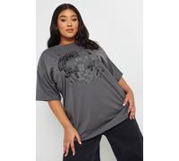 Printed Stud Embellished T-Shirt Yours Grey 16