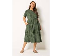 Yours Curve Green Mixed Floral Throw On Smock Dress - Women's - Plus Size Curve