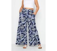 Yours Women's Printed Wide Leg Trousers in Blue | Size: 24 Yours Blue 24