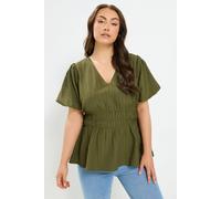 Yours Women's Puff Sleeve Blouse in Olive | Size: 14