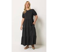 Yours Women's Puff Sleeve Maxi Dress in Black | Size: 26/28