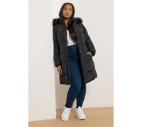 Yours Women's Puffer Midi Coat in Black | Size: 16 Yours Black 16