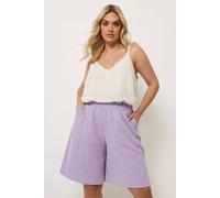 Yours Women's Pull On Textured Shorts in Lilac | Size: 22-24 Yours Lilac 22-24