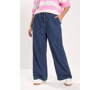 Yours Curve Blue Pull On Wide Leg Jeans - Women's - Plus Size Curve