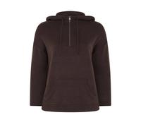 Yours Women's Quarter Zip Knitted Hoodie in Chocolate | Size: 18/20