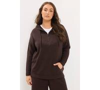Yours Women's Quarter Zip Knitted Hoodie in Chocolate | Size: 26/28