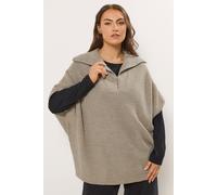 Yours Curve Natural Quarter Zip Short Sleeve Jumper - Women's - Plus Size Curve Brown