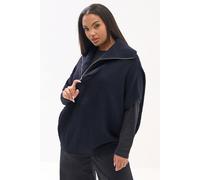 Yours Curve Blue Quarter Zip Short Sleeve Jumper - Women's - Plus Size Curve