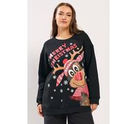 Yours Women's Reindeer Novelty Christmas Sweatshirt in Black | Size: 22-24 Yours Black 22-24