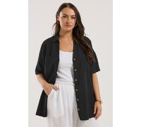 Yours Women's Relaxed Linen Shirt in Black | Size: 22-24 Yours Black 22-24