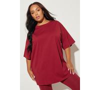 Yours Curve Berry Relaxed Longline T-Shirt - Women's - Plus Size Curve Red