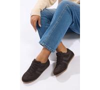 Yours Women's Retro Stripe Trainers in Brown | Size: 8EEE Yours Brown 8EEE