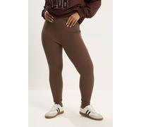 Yours Women's Ribbed Basic Leggings in Brown | Size: 14