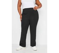 Yours Curve Pull On Ribbed Bootcut Stretch Trousers - Women's - Plus Size Curve Black