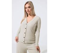 Yours Women's Ribbed Button Cardigan Sweater in Off White | Size: 20
