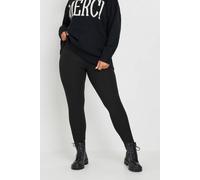 Yours Women's Ribbed Leggings in Black | Size: 34/36