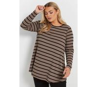 Yours Women's Ribbed Long Sleeve Swing Top in Brown | Size: 20 Yours Brown 20