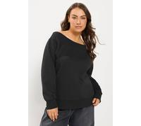 Yours Women's Ribbed Off-Shoulder Sweatshirt in Black | Size: 30/32