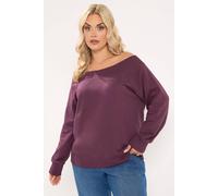 Yours Women's Ribbed Off-Shoulder Sweatshirt in Burgundy | Size: 30/32