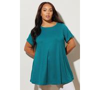 Yours Women's Ribbed Soft Touch T-Shirt in Teal | Size: 30-32 Yours Teal 30-32