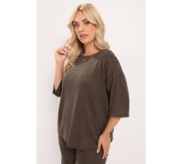 Yours Women's Ribbed Studded Top in Chocolate | Size: 10