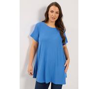 Yours Women's Ribbed Swing T-Shirt in Blue | Size: 22-24 Yours Blue 22-24