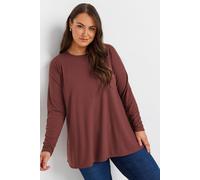 Yours Women's Ribbed Swing T-Shirt in Chocolate | Size: 34-36 Yours Chocolate 34-36