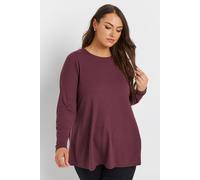 Yours Women's Ribbed Swing T-Shirt in Purple | Size: 14