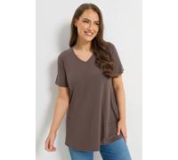 Yours Curve Pink Ribbed Swing V-Neck T-Shirt - Women's - Plus Size Curve