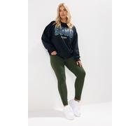 Yours Curve Khaki Ribbed Leggings - Women's - Plus Size Curve