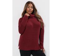 Yours Curve Burgundy Roll Neck Knitted Jumper - Women's - Plus Size Curve