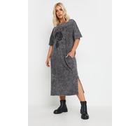 Rose Graphic Print T-Shirt Dress Yours Grey 20