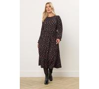 Yours Women's Rose Textured Maxi Dress in Black | Size: 26-28 Yours Black 26-28