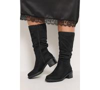Yours Women's Rouched Calf Boots In Wide E & Extra Wide EEE Fit in Black | Size: 7E