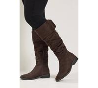 Yours - Rouched Fold Over Boots In Wide E & Extra Wide Eee Fit - Women's