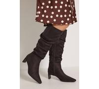 Yours Women's Ruched Kitten Heel In Wide E Fit in Dark Brown | Size: 7E