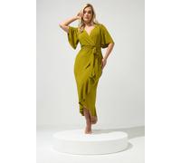 Yours Women's Ruffle Hem Wrap Dress in Lime | Size: 20