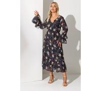 Yours London Curve Floral Ruffle Tiered Maxi Dress - Women's - Plus Size Curve Black