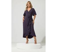 Yours Women's Ruffle Wrap Maxi Dress in Aubergine | Size: 30/32