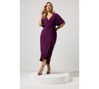 Yours Women's Ruffle Wrap Maxi Dress in Purple | Size: 26/28