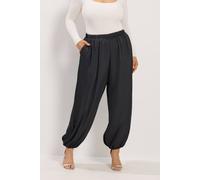 Yours Women's Satin Balloon Trousers in Black | Size: 18 Yours Black 18