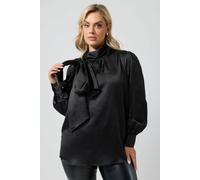 Yours Women's Satin Bow Blouse in Black | Size: 16 Yours Black 16