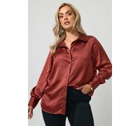 Yours Women's Satin Shirt in Burnt Orange | Size: 16 Yours Burnt Orange 16