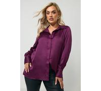Yours Women's Satin Shirt in Purple | Size: 10