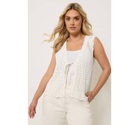 Yours Women's Scallop Edge Knitted Waistcoat in Ivory | Size: 22-24 Yours Ivory 22-24