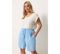 Yours Women's Scallop Trim Shorts in Baby Blue | Size: 26-28 Yours Baby Blue 26-28