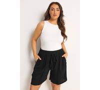 Yours Women's Scallop Trim Shorts in Black | Size: 30-32 Yours Black 30-32